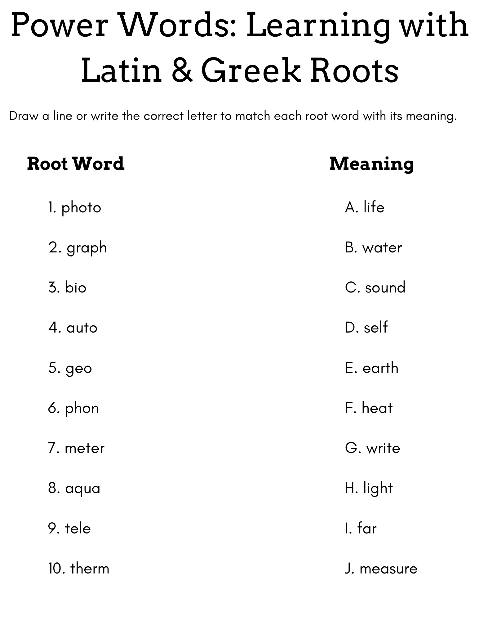 Root Words Latin And Greek Worksheet With Answers Made By Teachers Root Words Latin And Greek Worksheet With Answers Made By Teachers