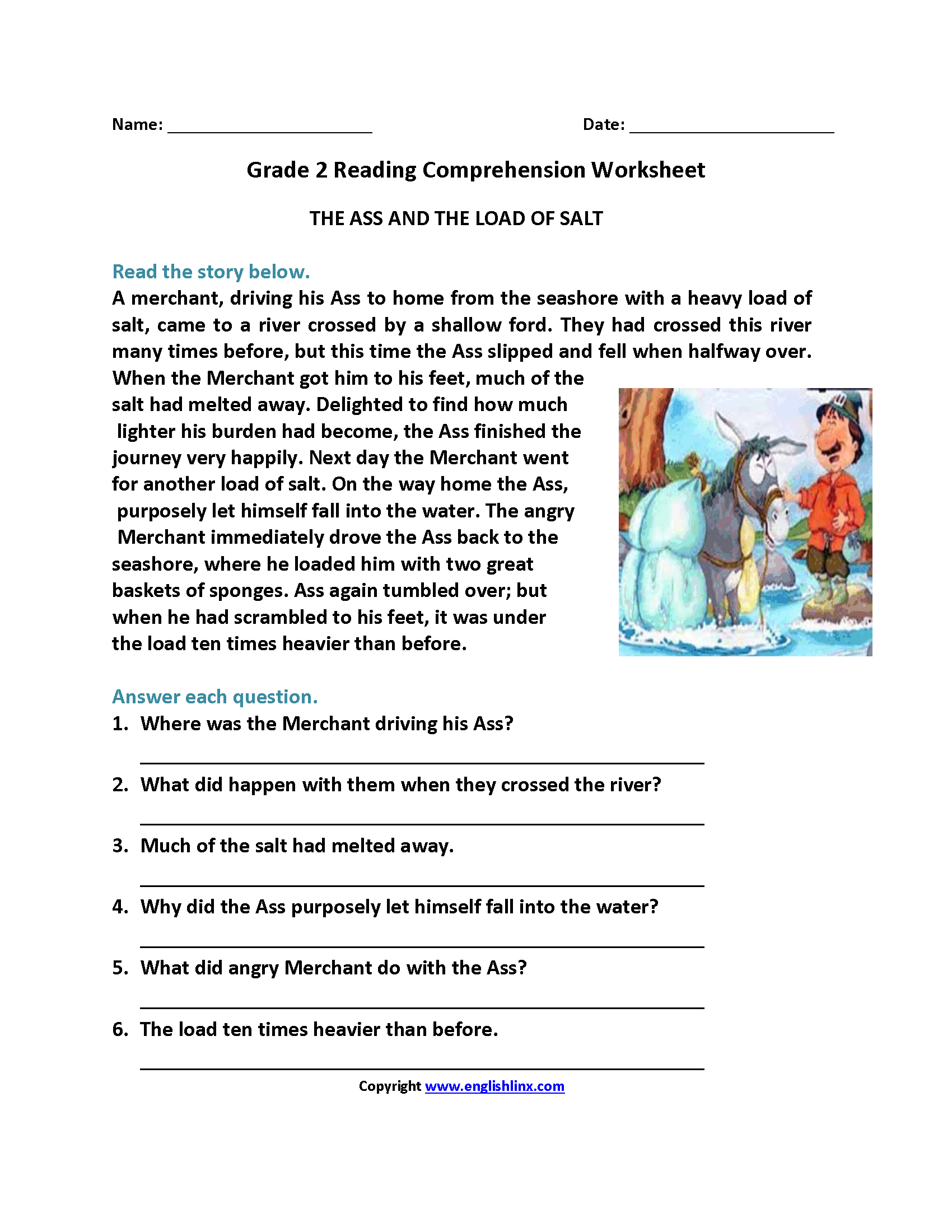 reading worksheets for 2nd grade