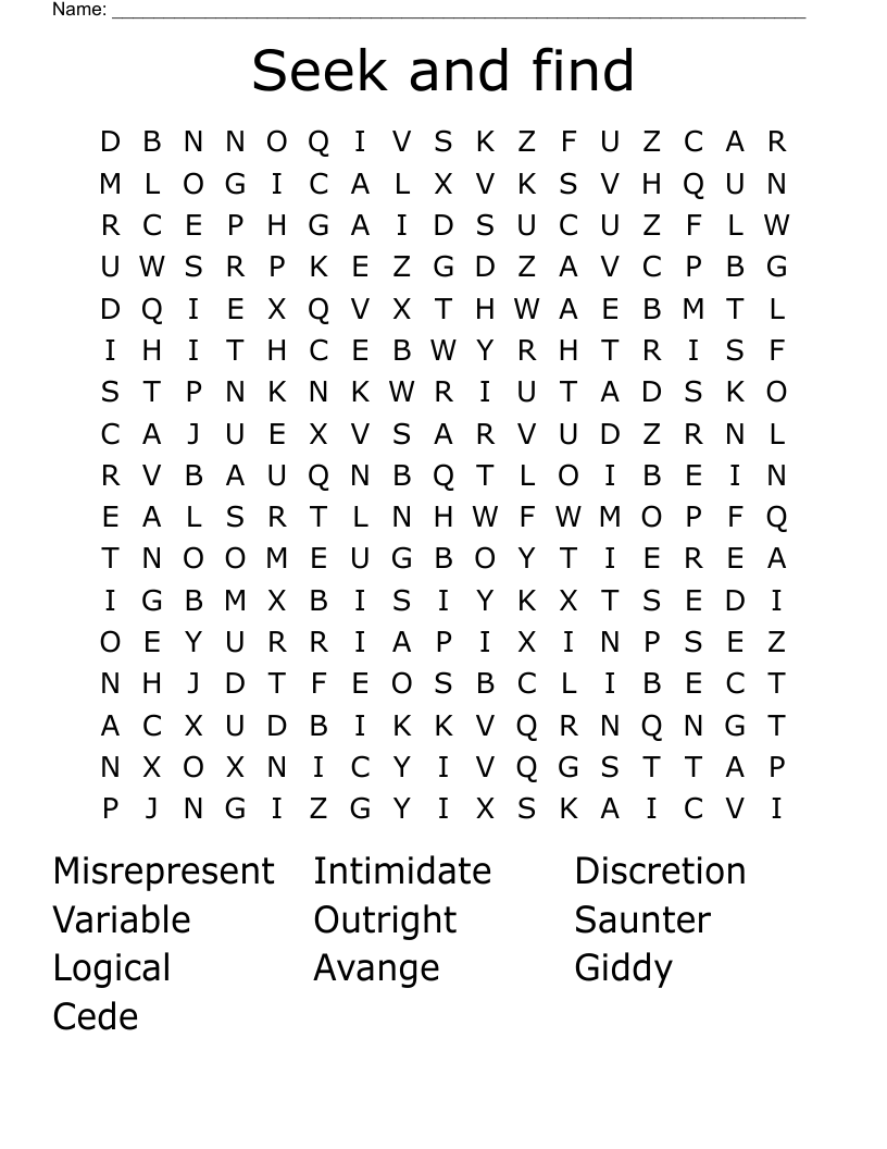 Seek And Find Word Search WordMint