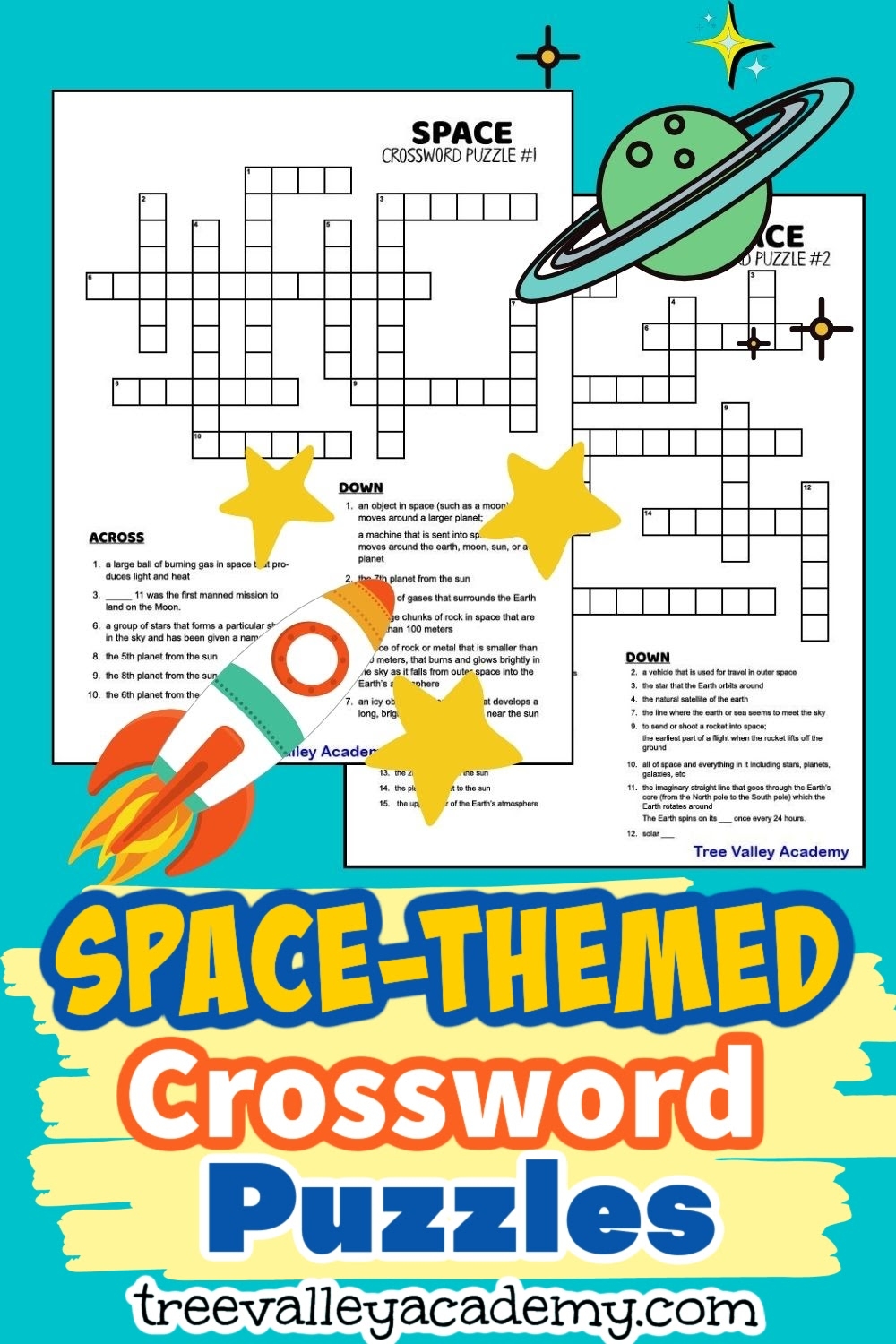 Space Themed Crossword Puzzles Grades 5 6