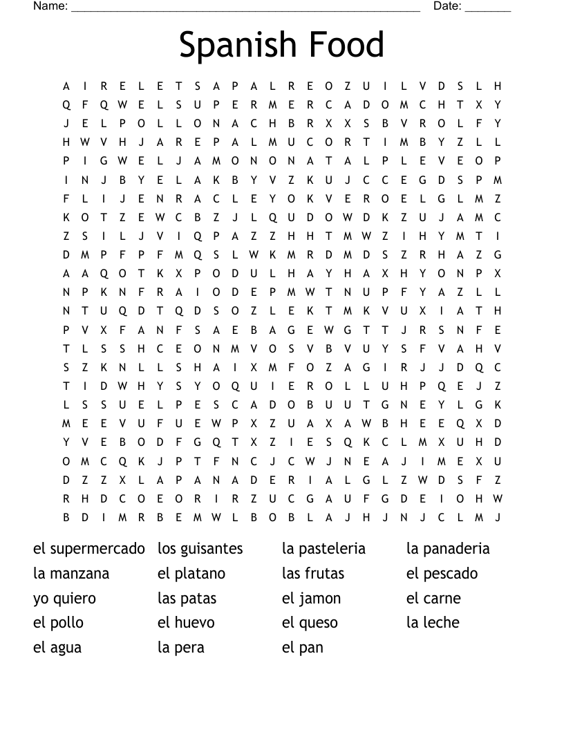 Spanish Word Search Puzzles