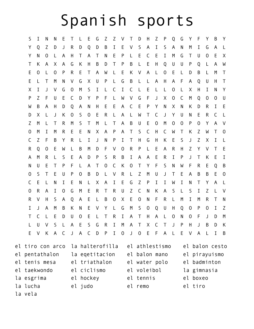 spanish word search puzzles