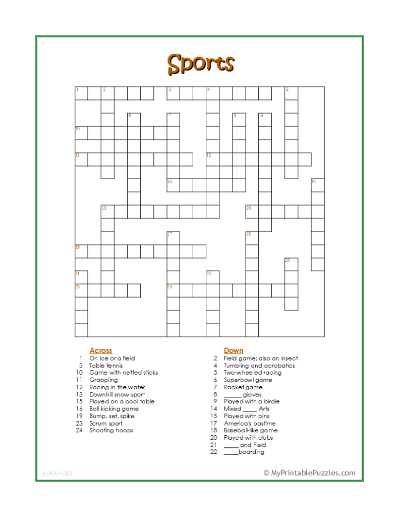 Crossword Puzzles Printable Pdf