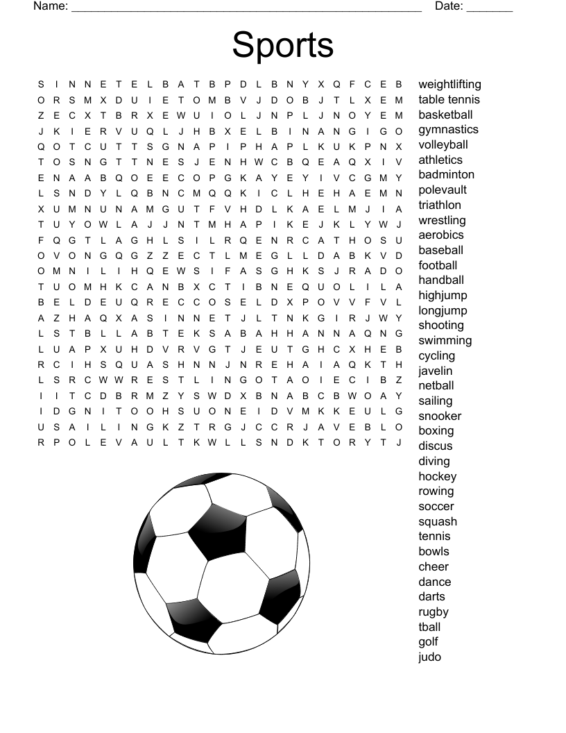 Sports Word Search WordMint