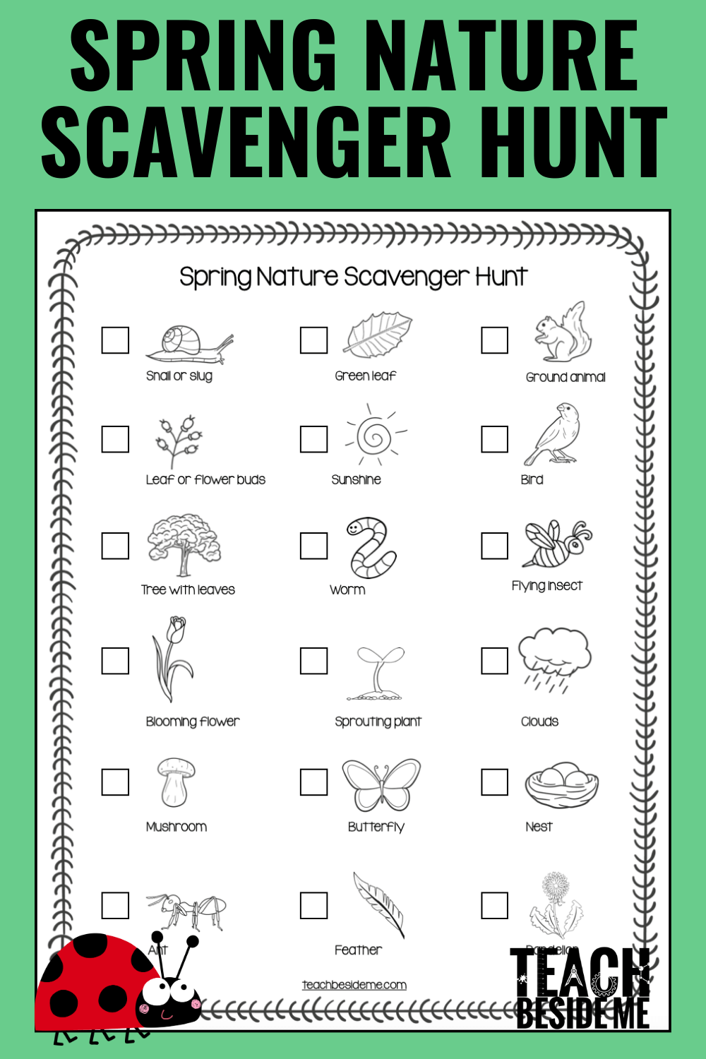 Spring Nature Scavenger Hunt Printable For Kids Teach Beside Me