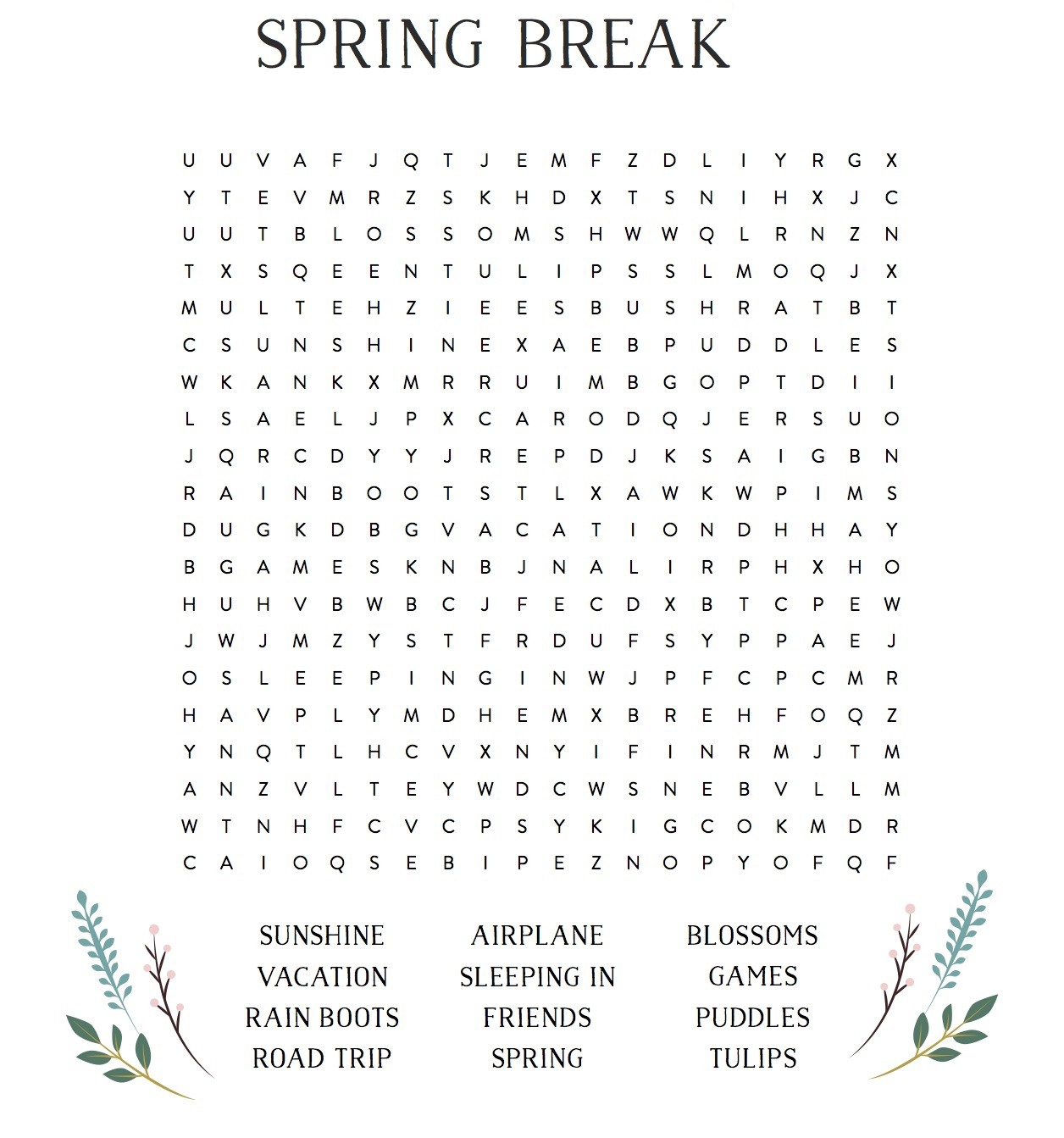 Spring Word Search Best Coloring Pages For Kids Spring Word Search Best Coloring Pages For Kids