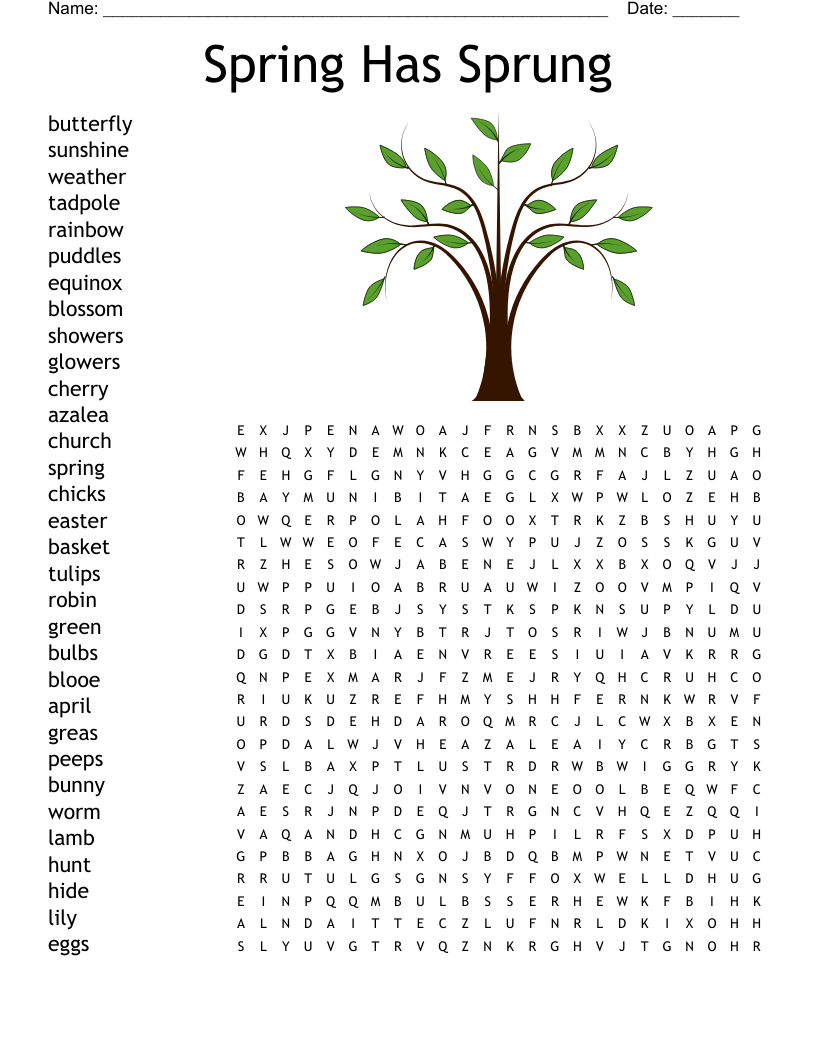 spring word search for kids