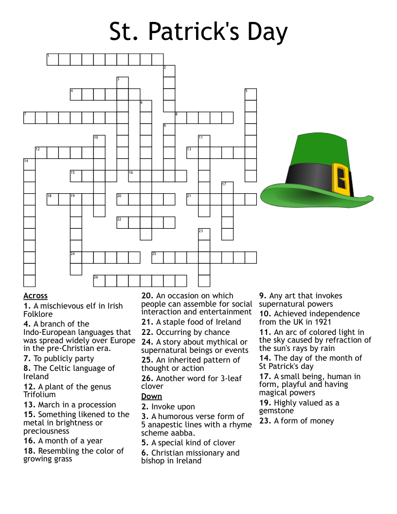 St Patrick’s Day Crossword Puzzle