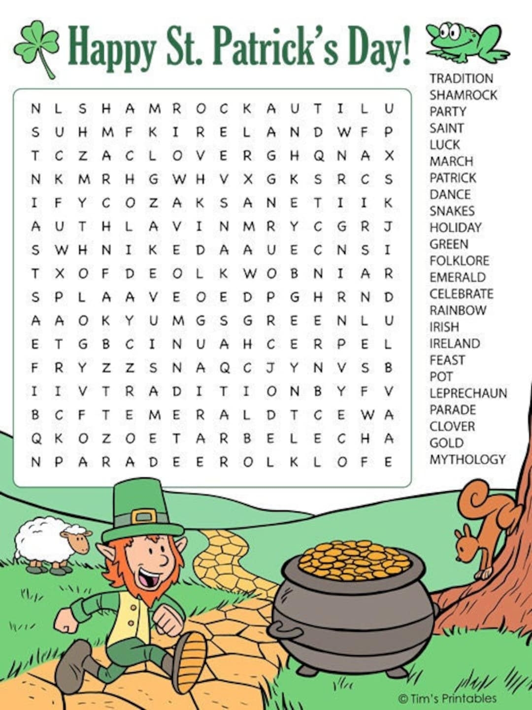 St Patrick s Day Word Search Etsy