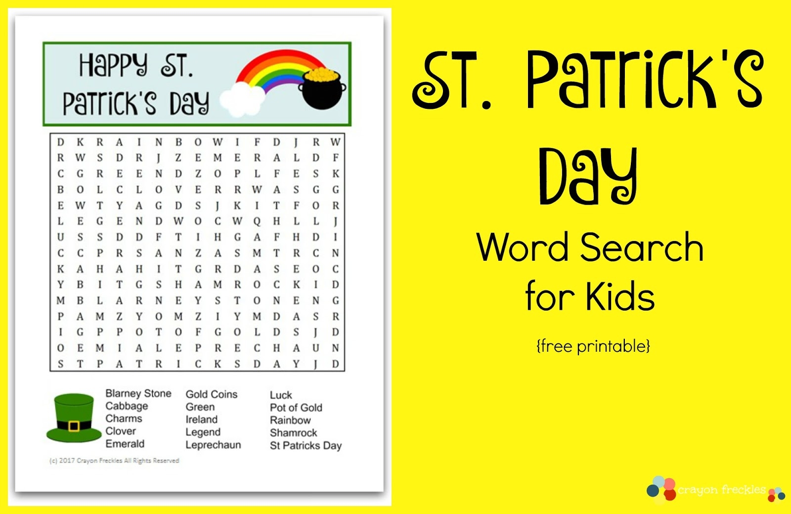 St Patrick s Day Word Search For Kids free Printable Do Play Learn