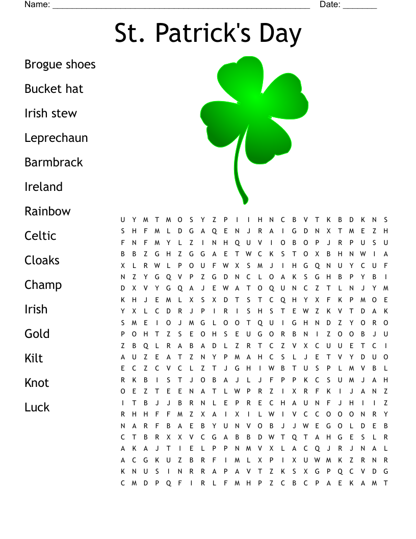st patrick s day word search