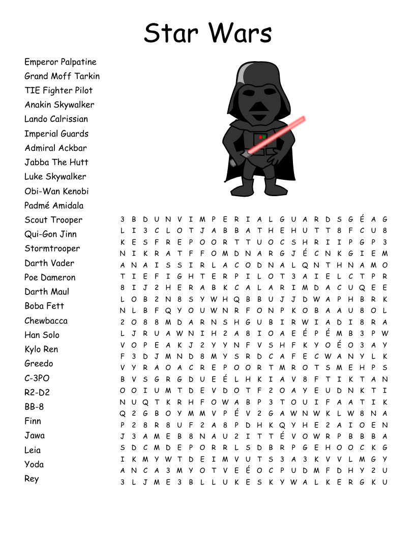Star Wars Word Search WordMint