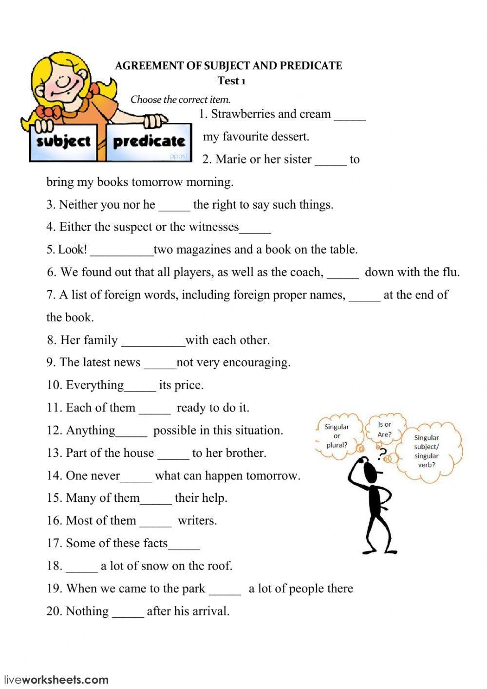 Subject And Verb Agreement Worksheet Live Worksheets Worksheets Library