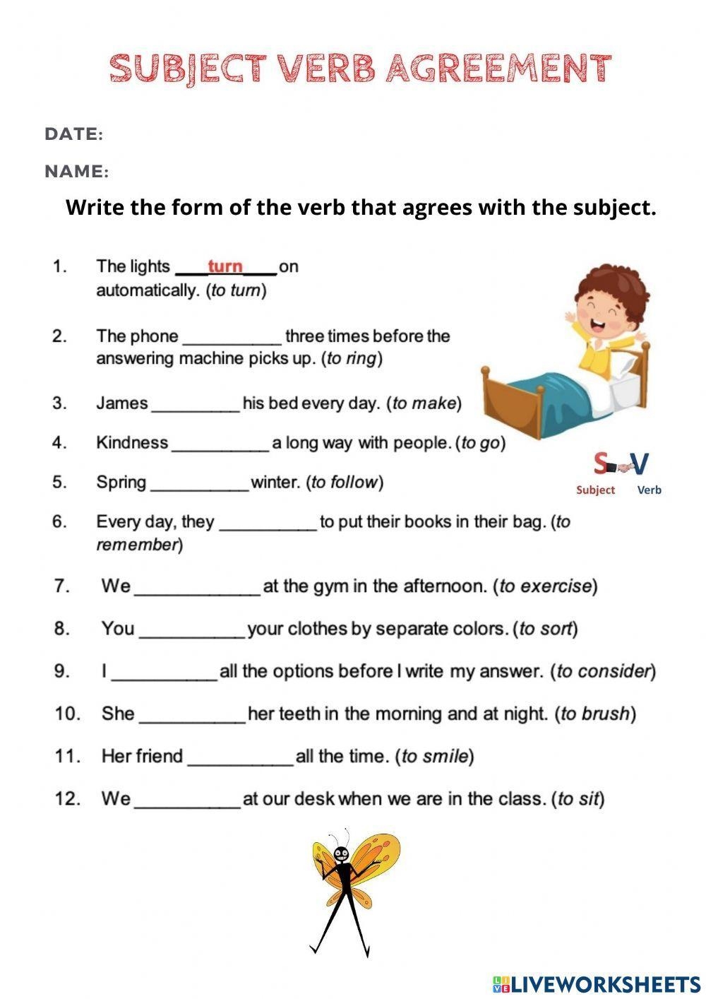 Subject Verb Agreement Worksheets Grammar Practice And Worksheets Library