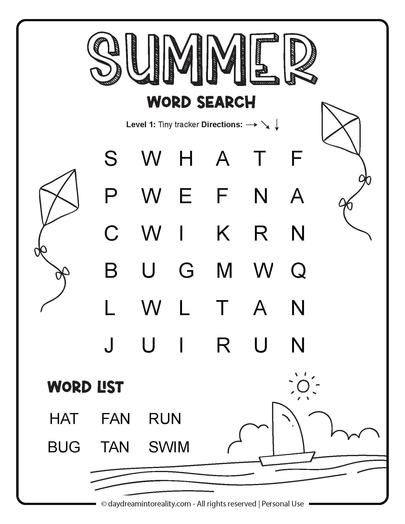 Summer Word Search Free PDF Printables 6 Levels Of Difficulty Daydream Into Reality