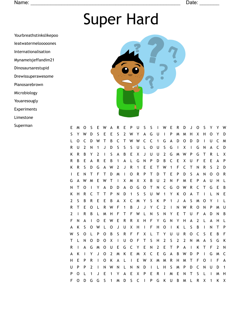 hard word search printable