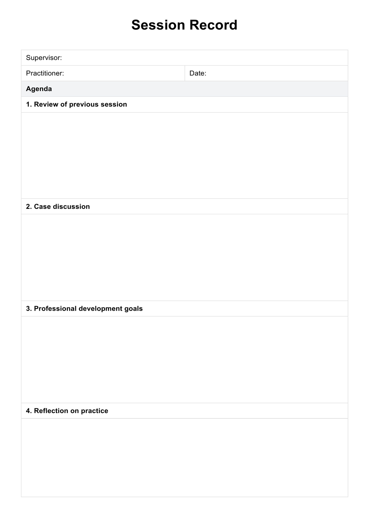 Supervision Template Social Work