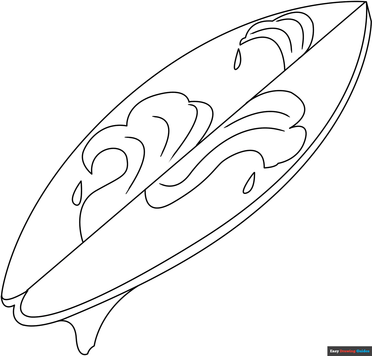 Surfboard Coloring Page Easy Drawing Guides