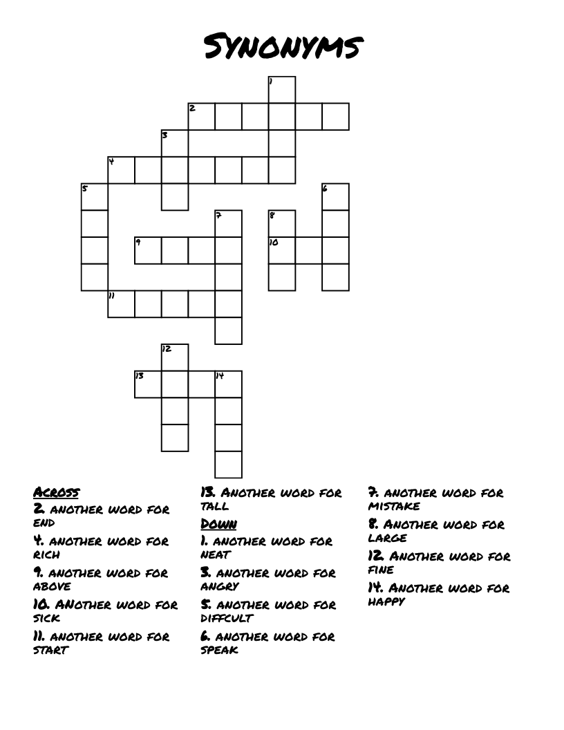 Synonyms Crossword WordMint