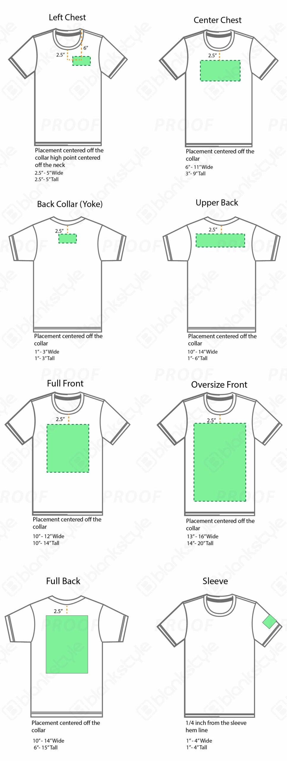 Placement T Shirt Design Size Template