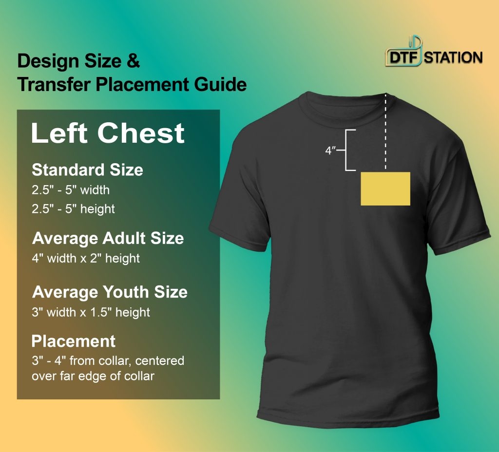 T shirt Design Size Chart Transfer Placement Guide DTF Station