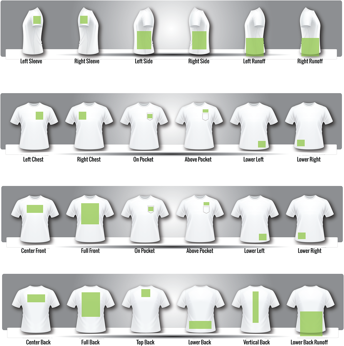 T Shirt Print Areas Impressionz Printing