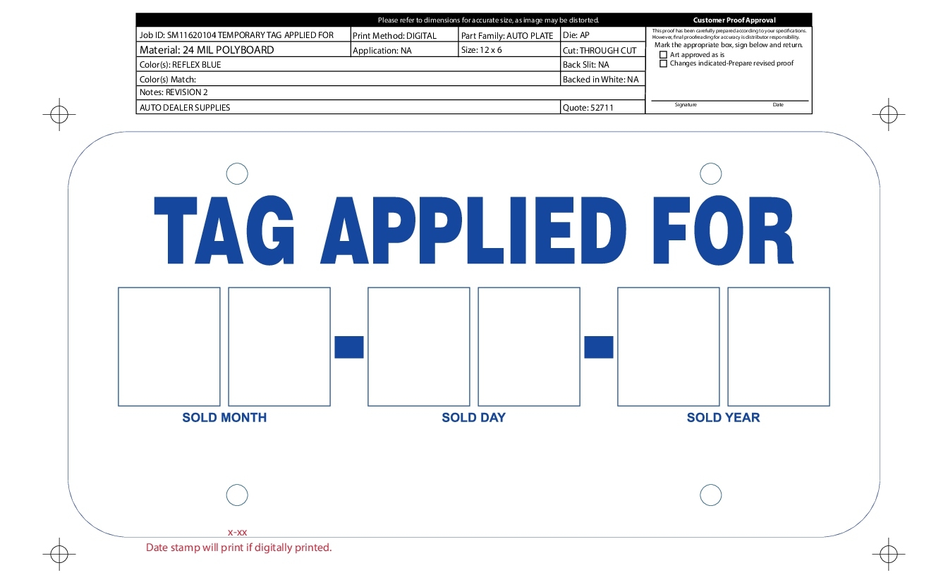 Tag Applied For Printable