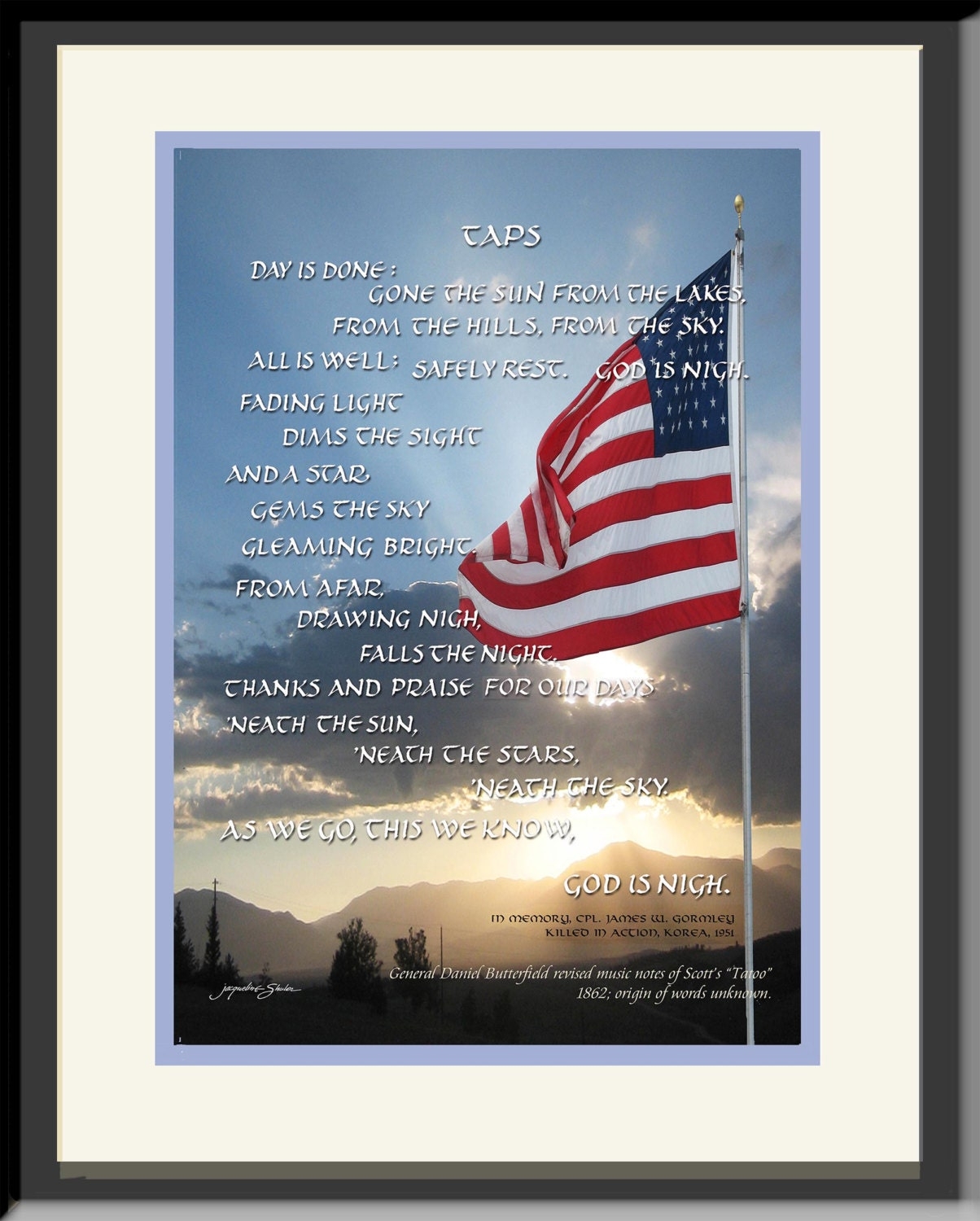 Taps Played At Military Funerals By Bugle Words Rarely Sung Hand lettered By Jacqueline M Shuler Etsy