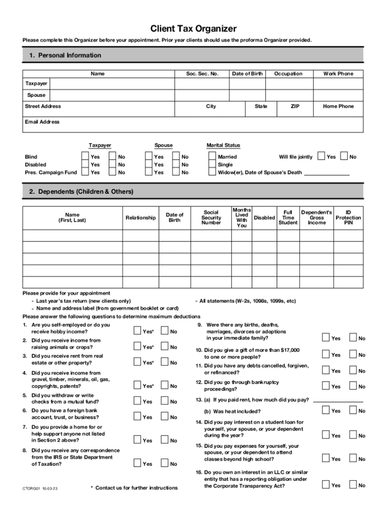 Tax Organizer Template