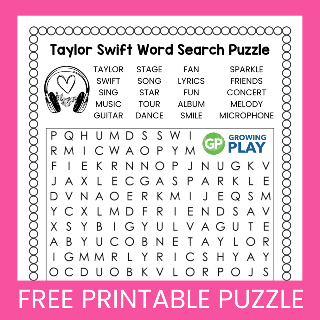 Taylor Swift Word Search Puzzle Free Printable Growing Play Taylor Swift Word Search Puzzle Free Printable Growing Play