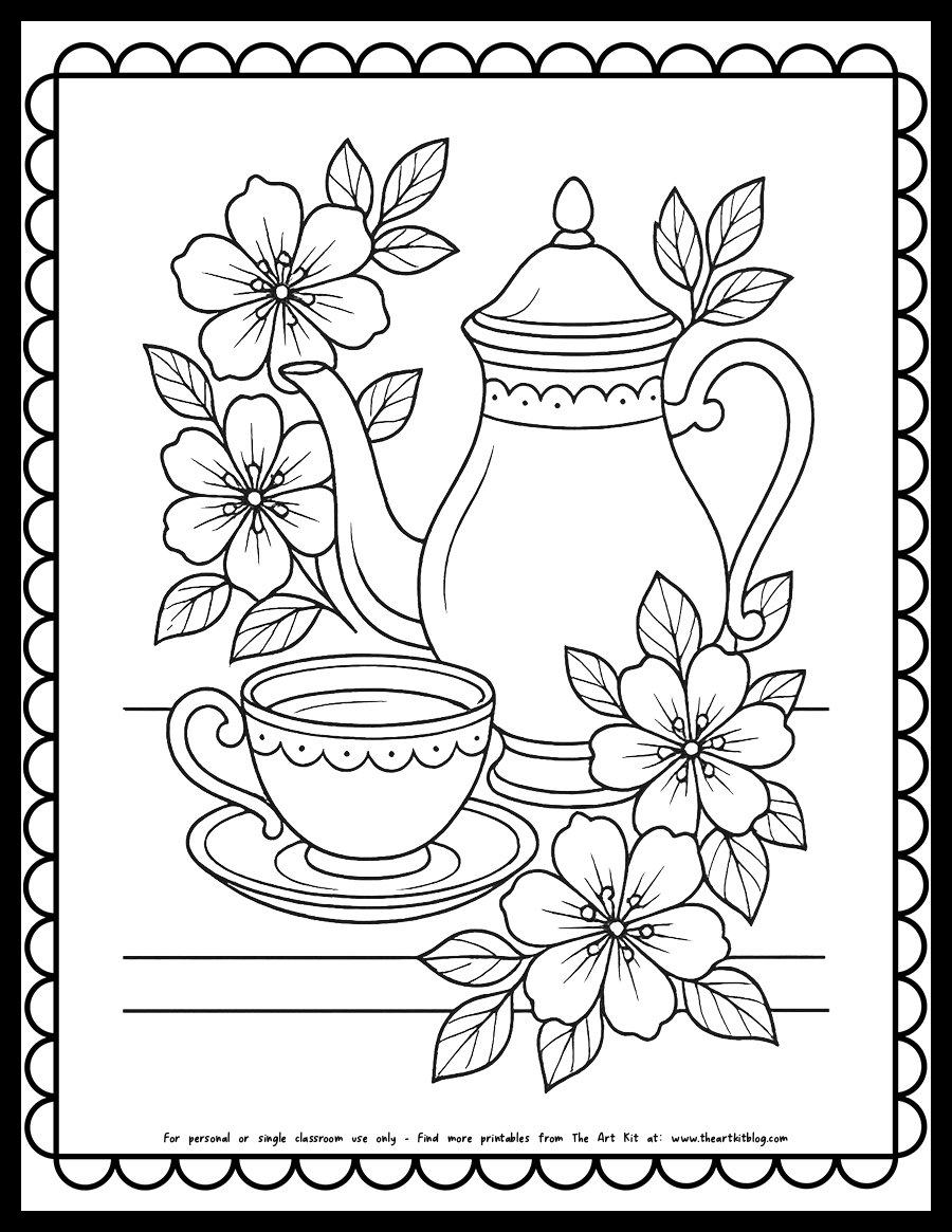 Tea Party Coloring Pages