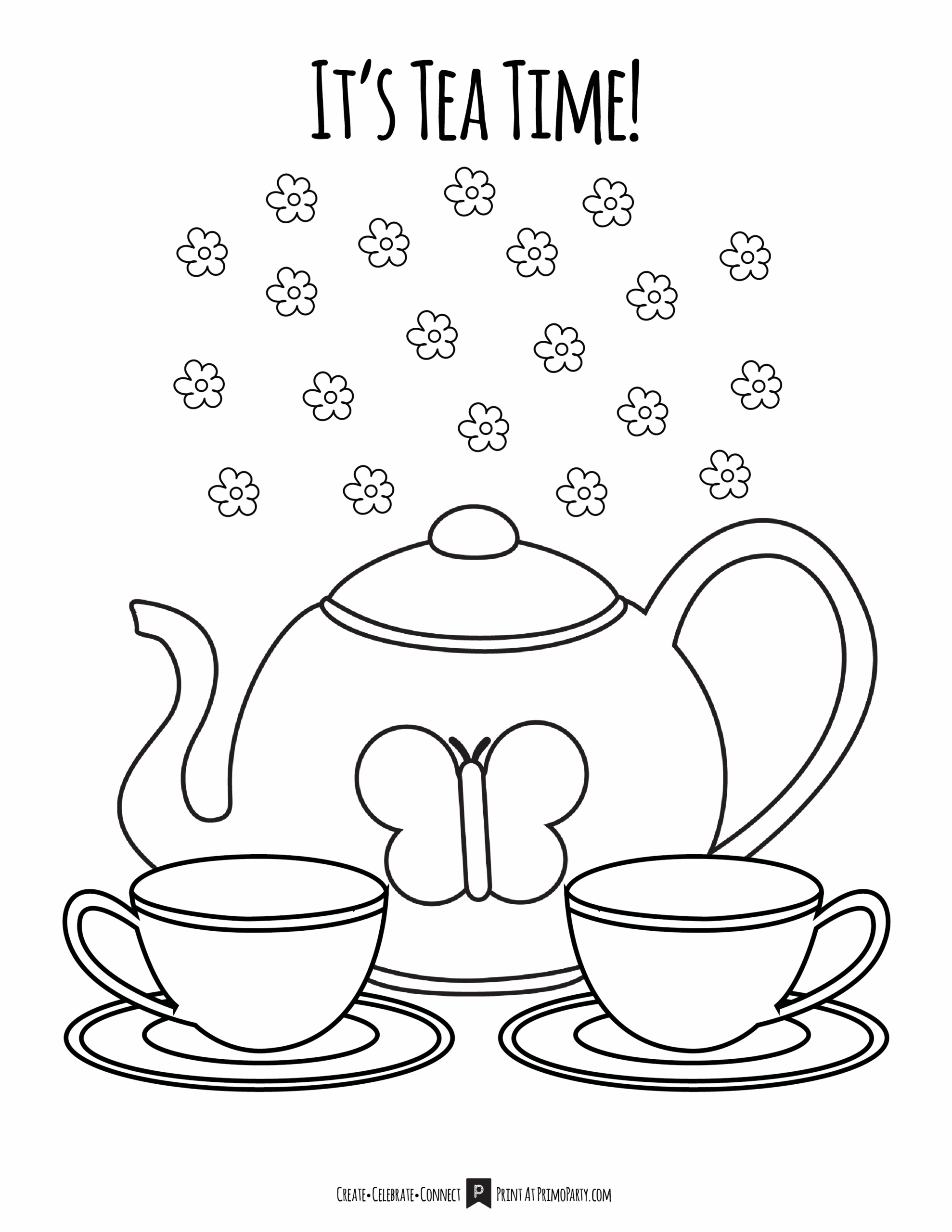Tea Party Coloring Page Primoparty