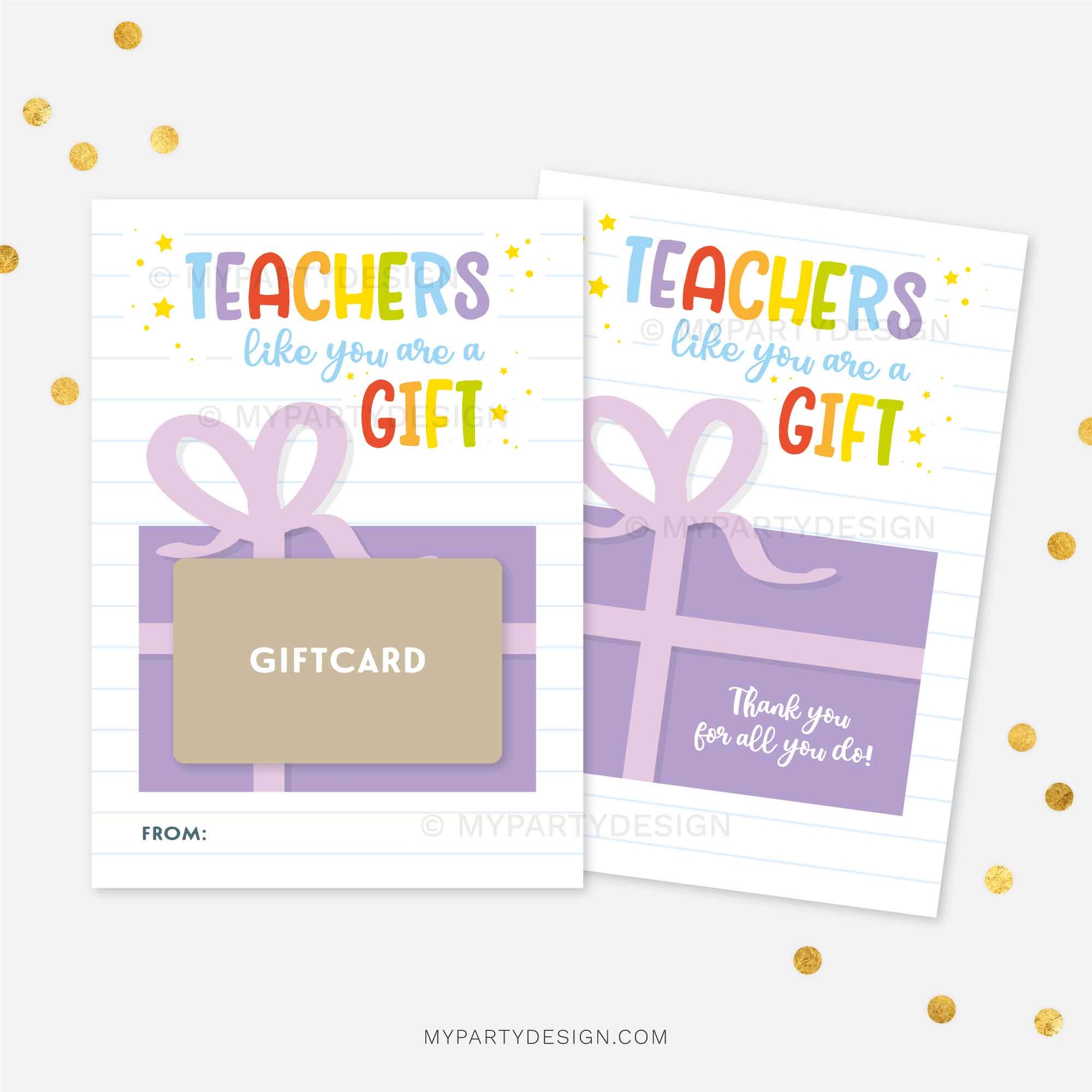 Teachers Like You Gift Card Holder Printable PDF My Party Design