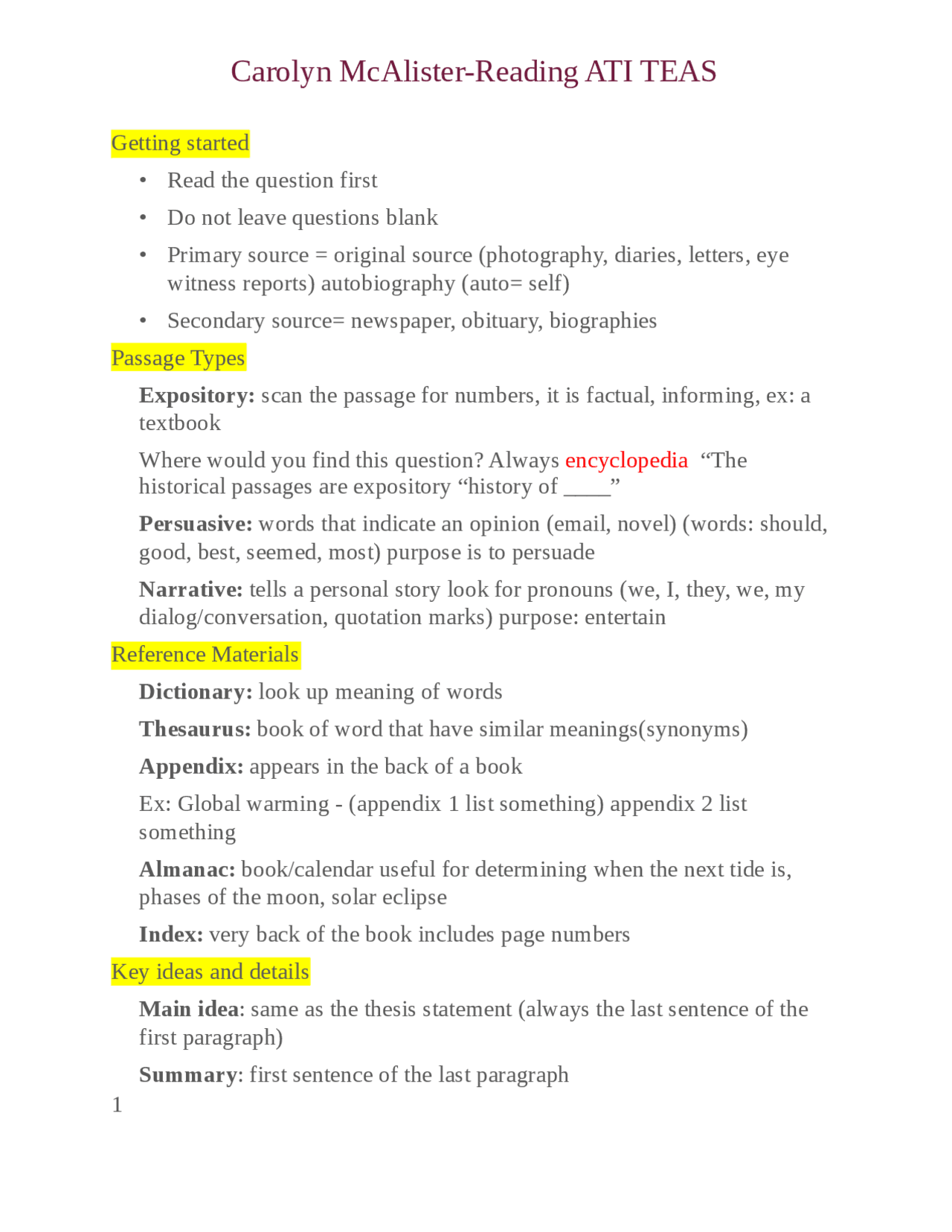 TEAS PRACTICE TEST Exercises Science Education Docsity