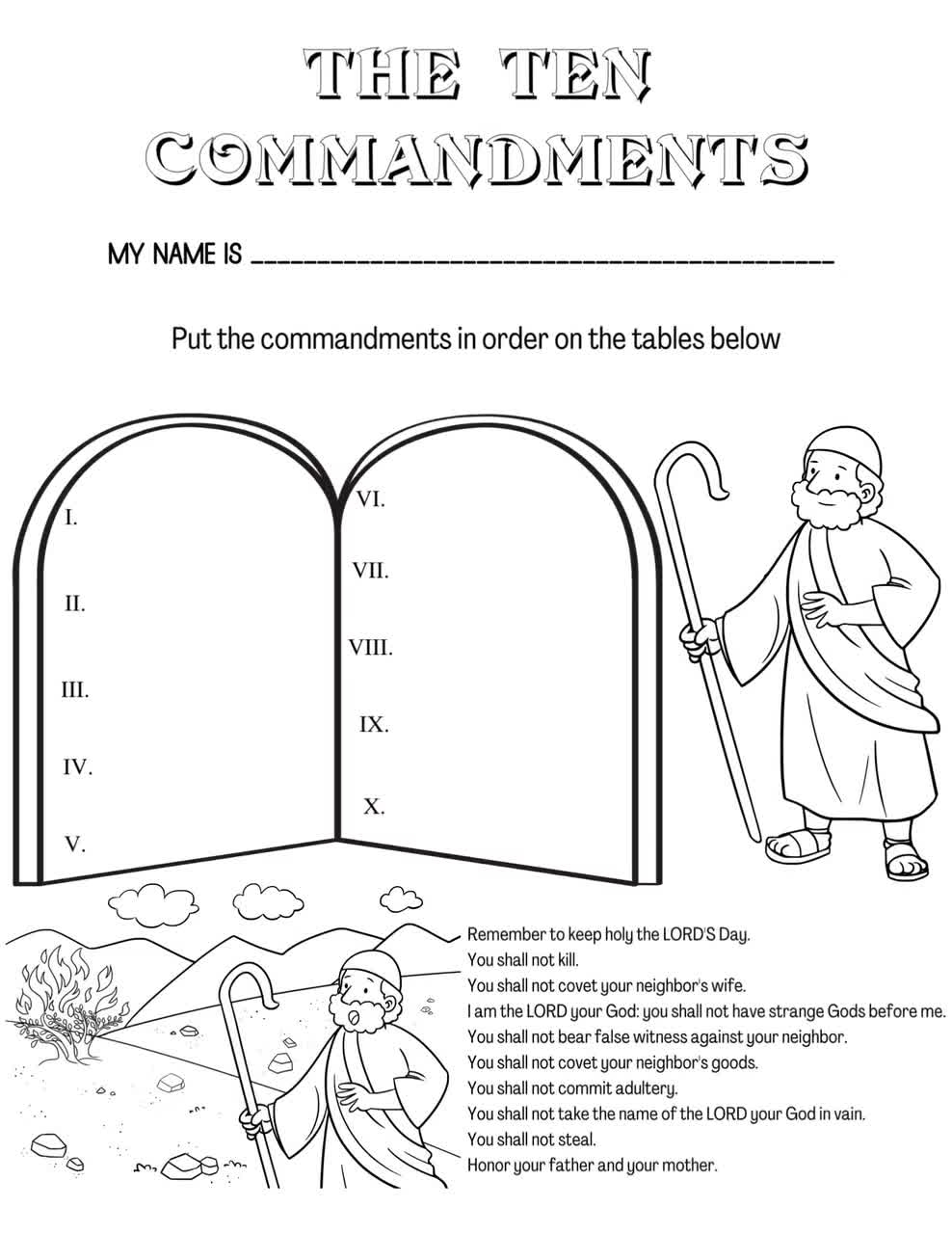 Ten Commandments Coloring Page Catholic Kids Activity PDF Etsy Ten Commandments Coloring Page Catholic Kids Activity PDF Etsy