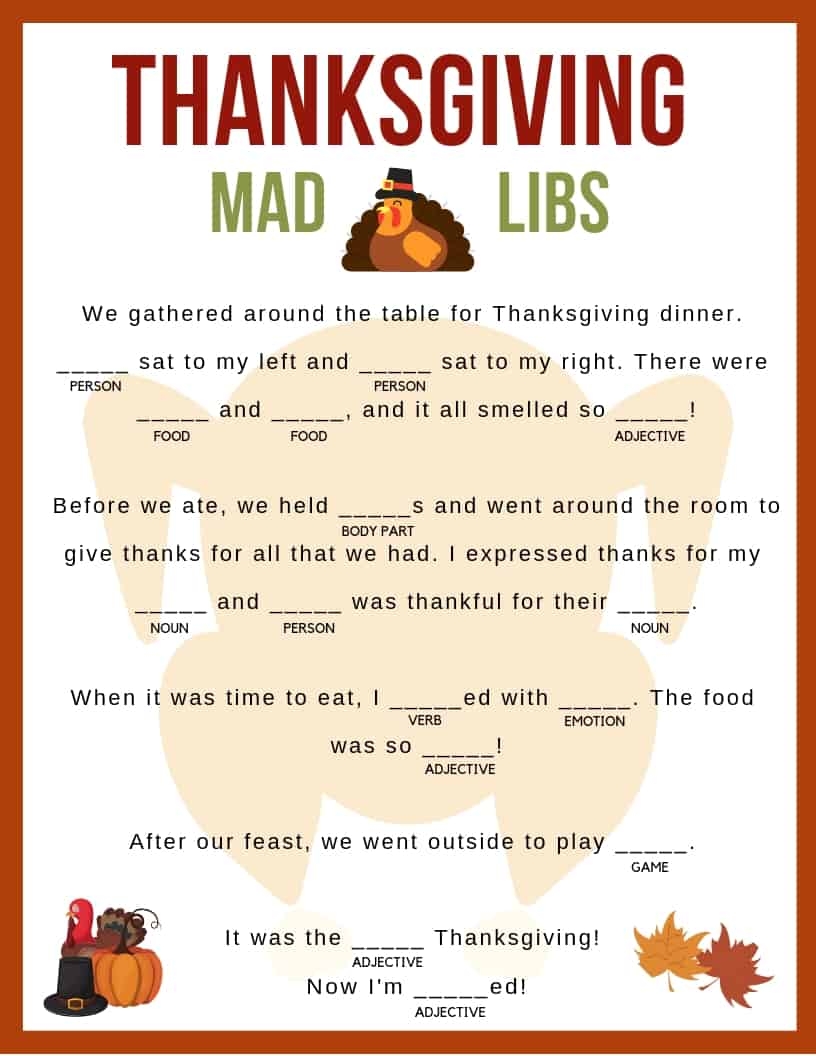 printable mad libs