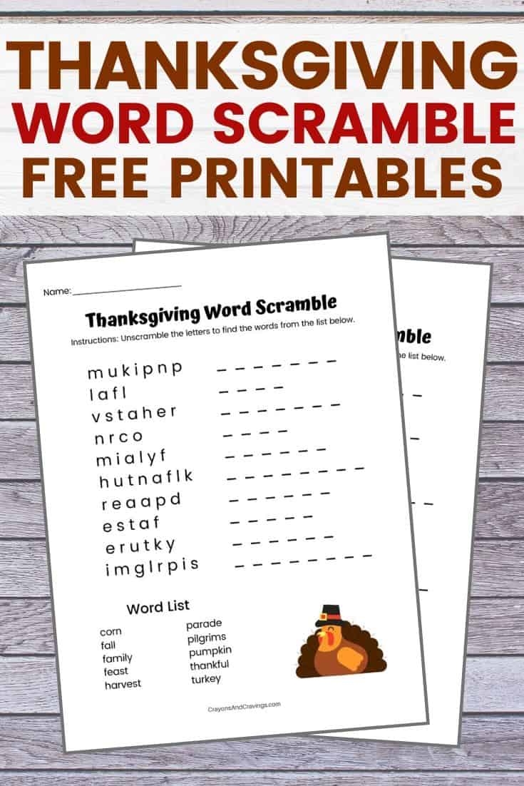 thanksgiving word scramble answers