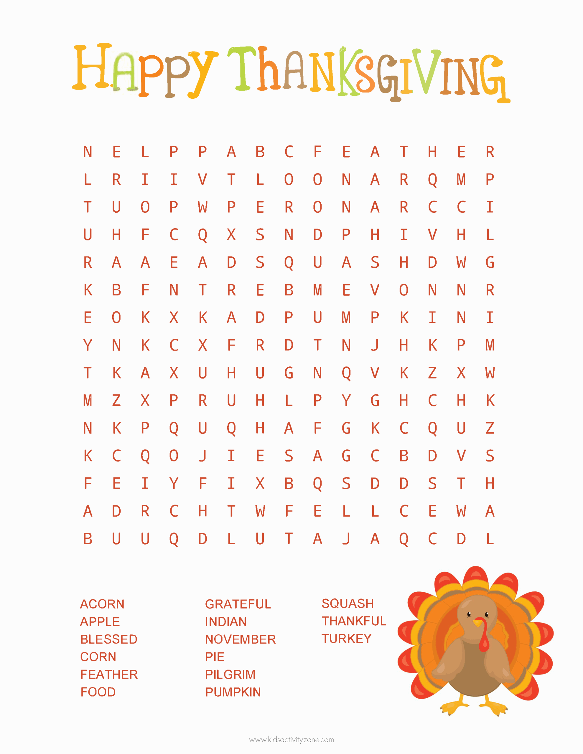 thanksgiving word search puzzles printable