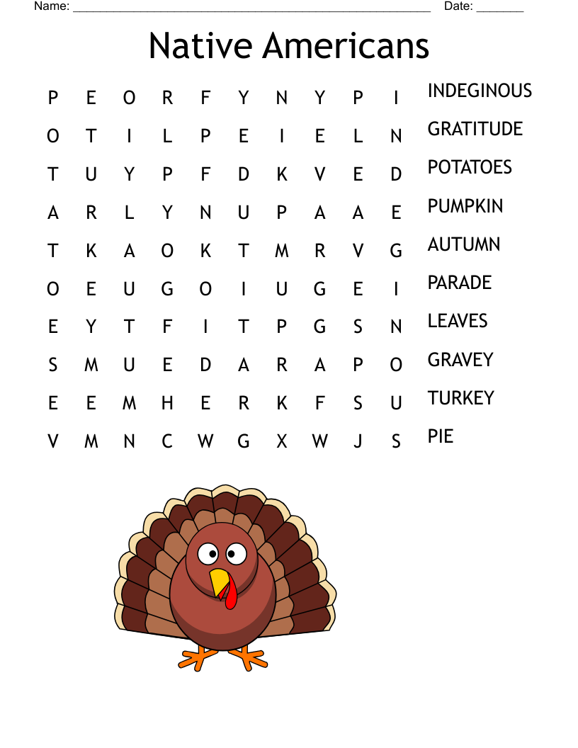 thanksgiving word search for kids