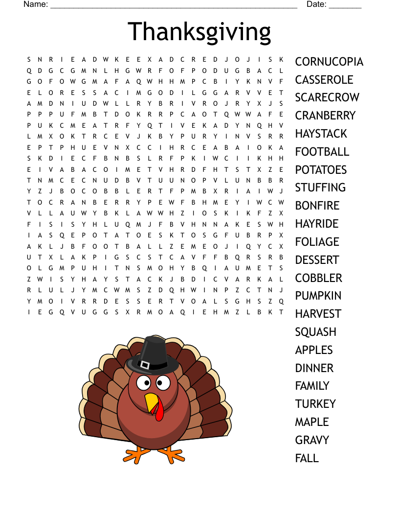 thanksgiving word search free printable