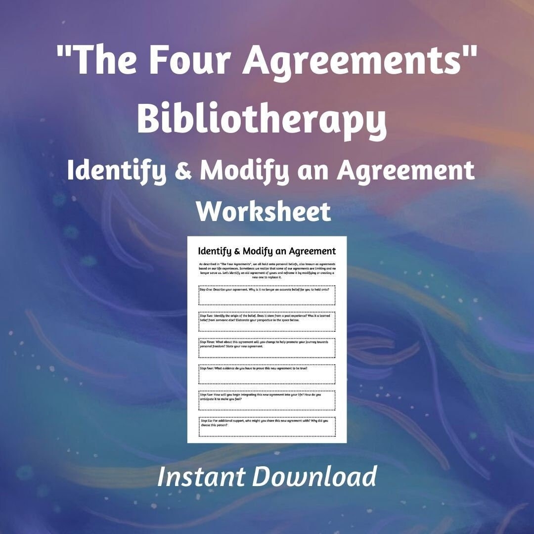 The Four Agreements Agreements Worksheet Etsy