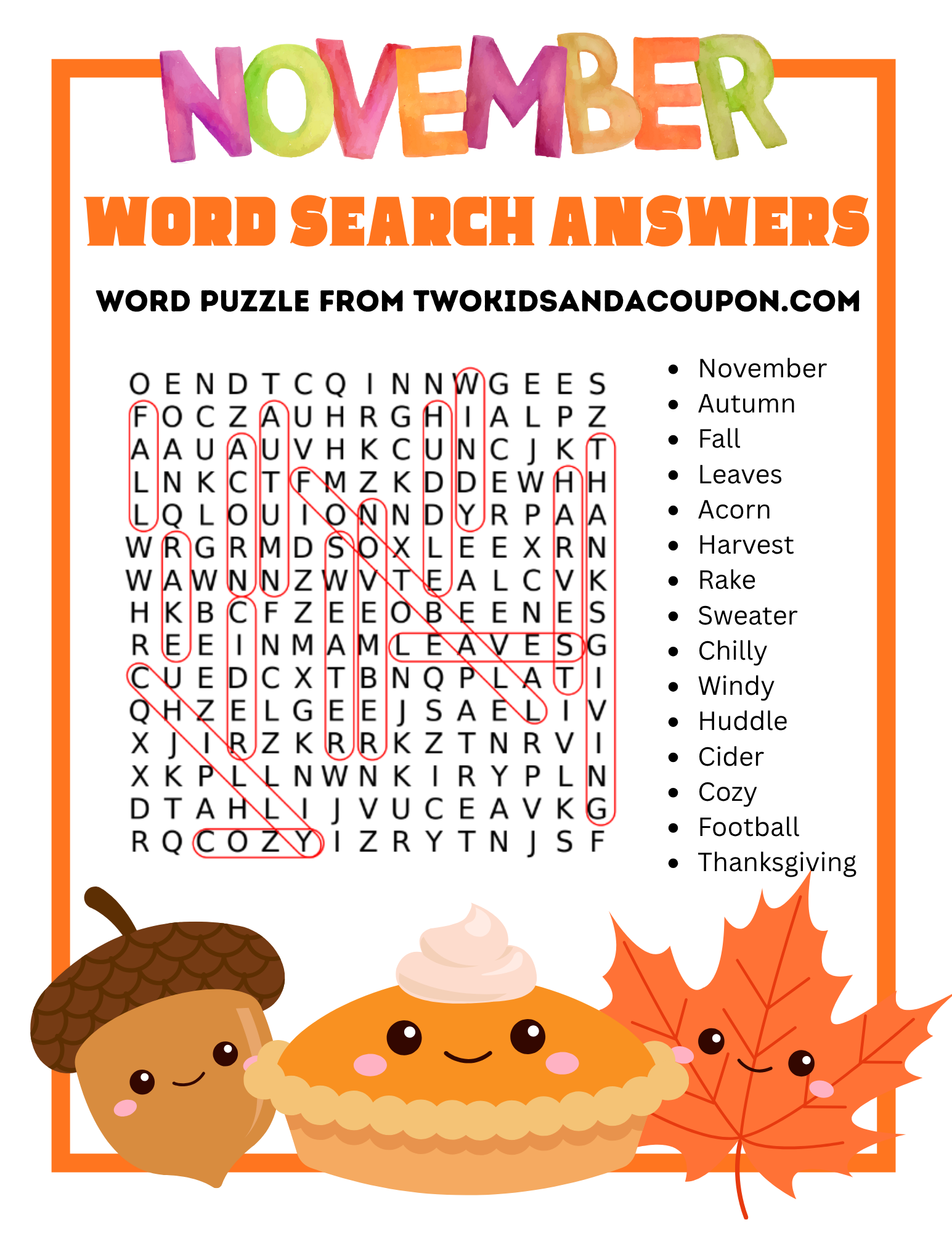 The Ultimate Free Printable November Word Search
