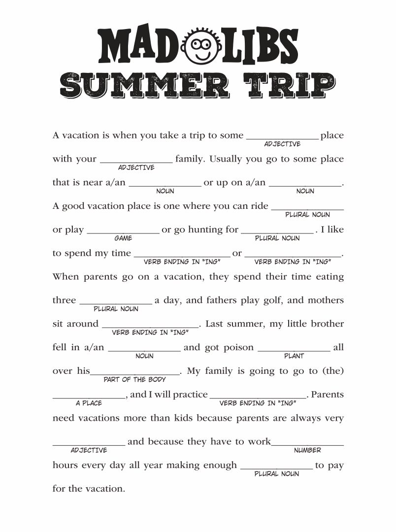 Third Fourth Grade Tidbits Mad Libs Worksheets Library