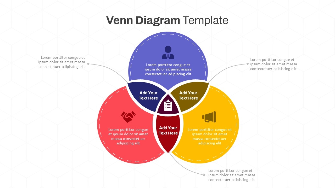 Three Circles Venn Diagram PowerPoint Template SlideKit