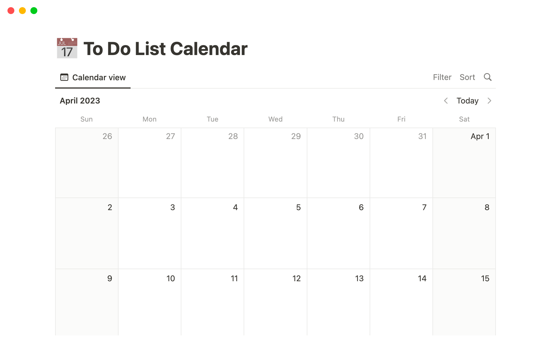 To Do List Calendar Template Notion Marketplace