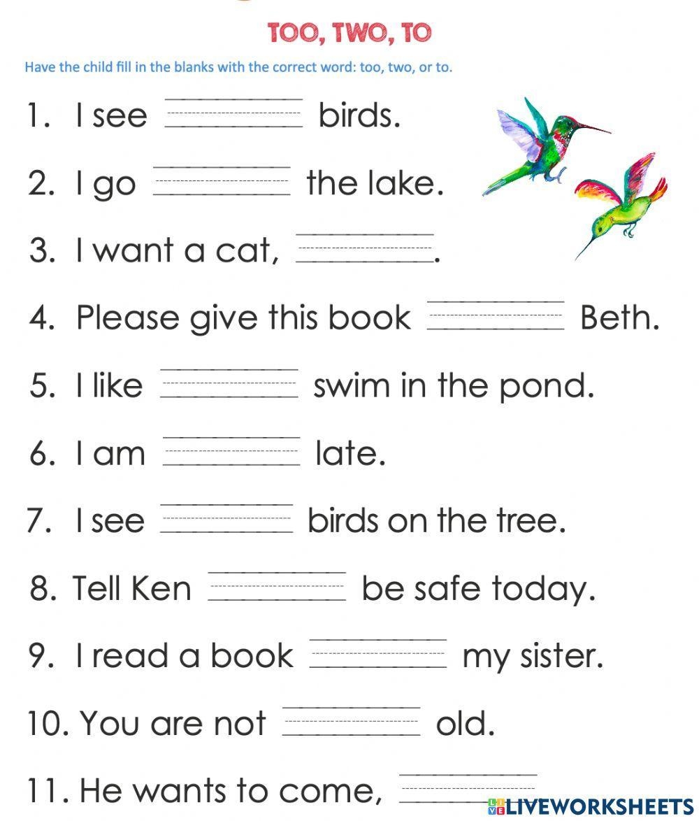 To Too And Two Worksheet Live Worksheets Worksheets Library To Too And Two Worksheet Live Worksheets Worksheets Library