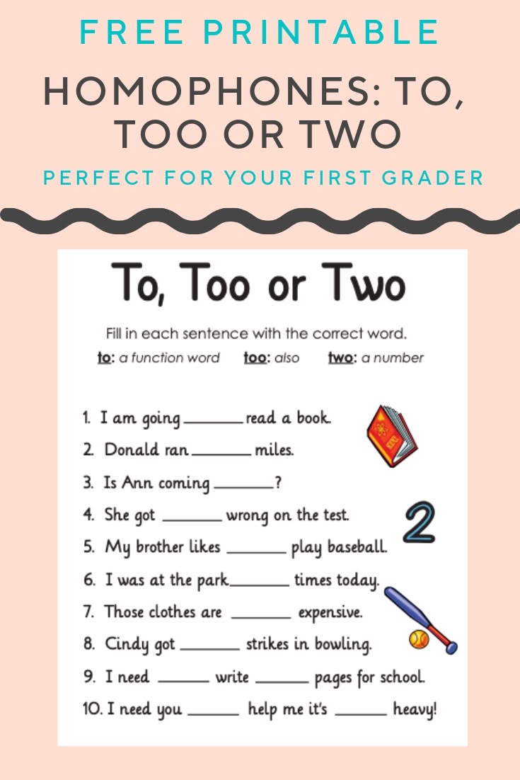 To Too Or Two Worksheet Education