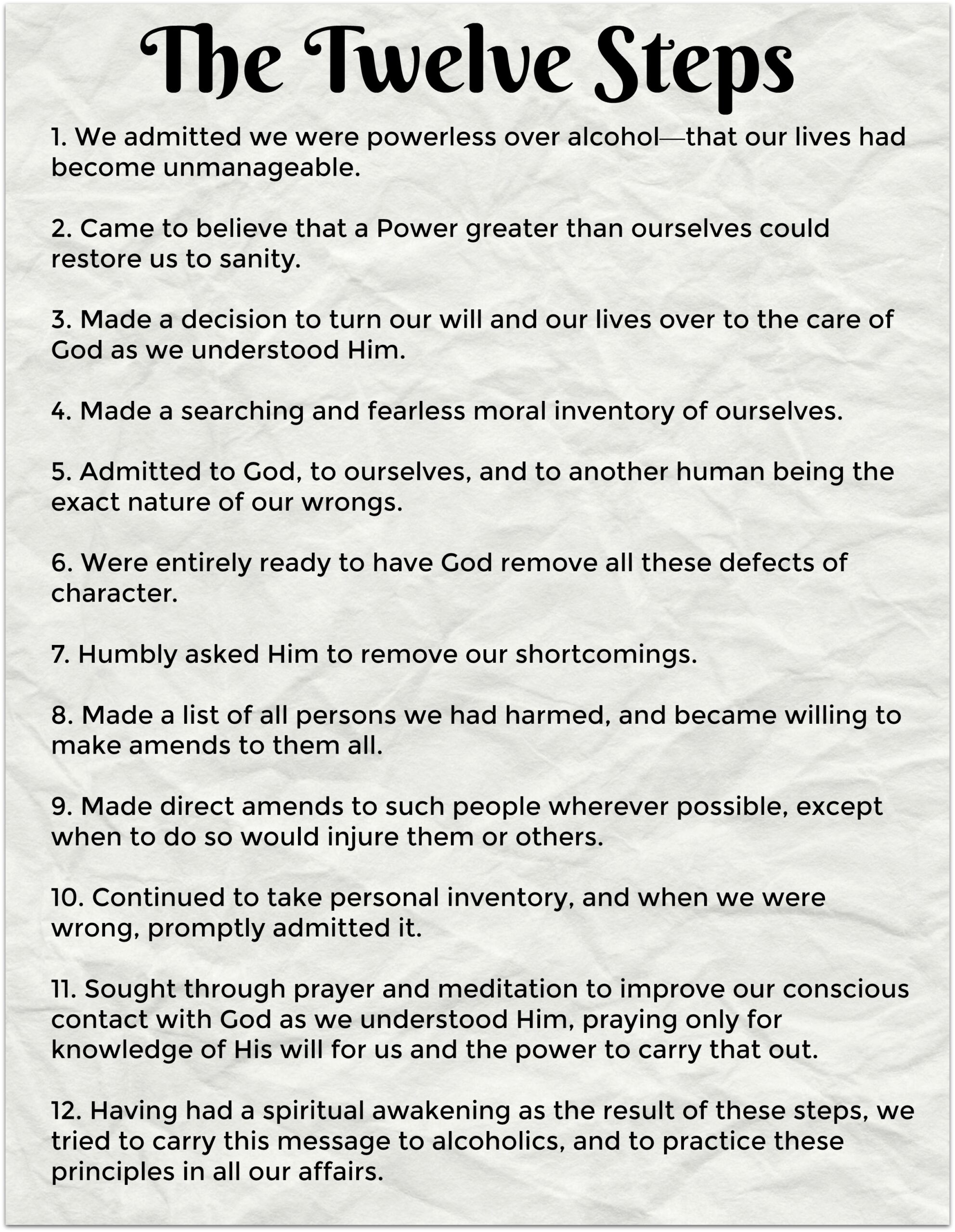 Transformative 12 Steps Of AA Worksheets For Recovery And Healing