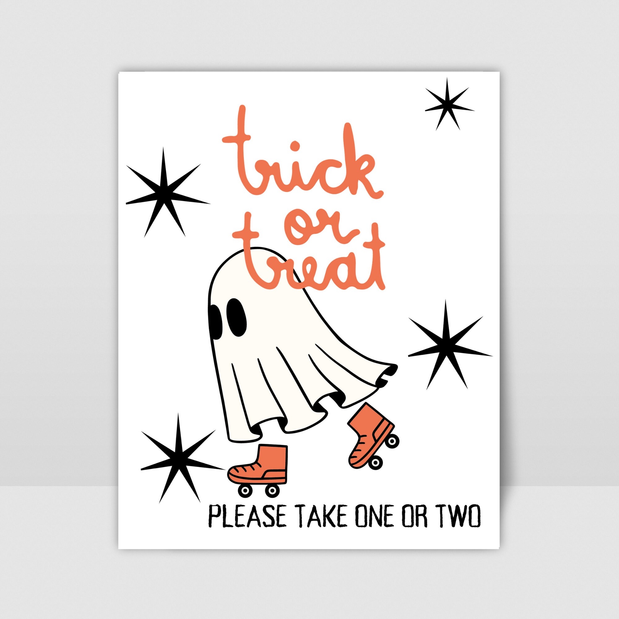 Trick Or Treat Please Take One Or Two Sign Halloween Party Decor Candy Sign Printable Door Sign Porch Sign Printable Etsy