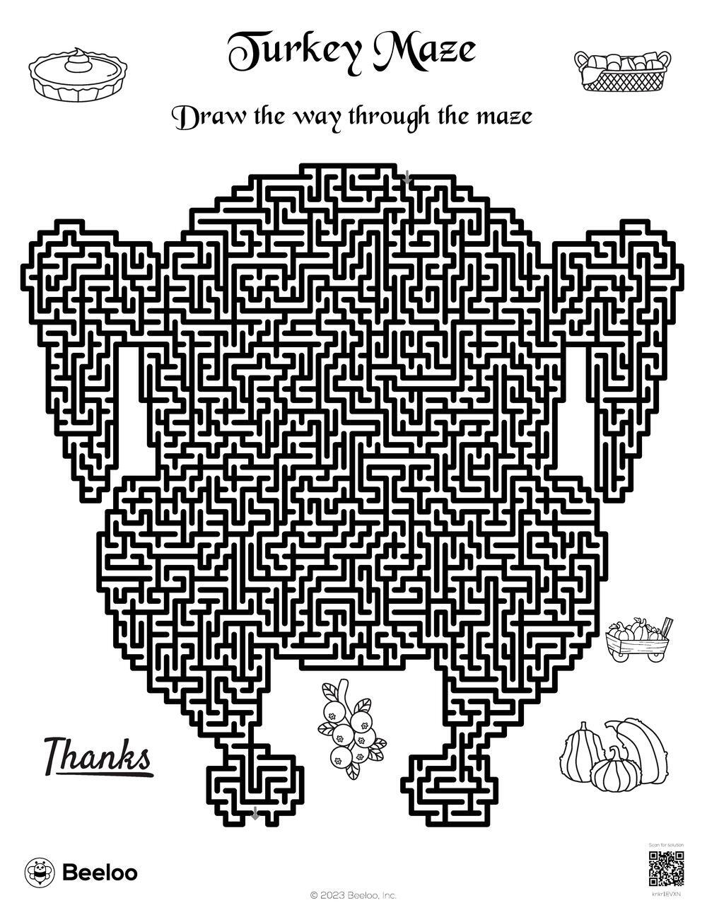 Turkey Maze Beeloo Printable Crafts And Activities For Kids